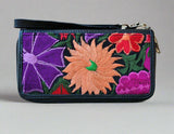 Flowers embroidery / Leather wallet