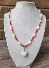 Heart talavera /crystal & pearls necklace