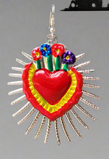 Sacred heart tin earrings