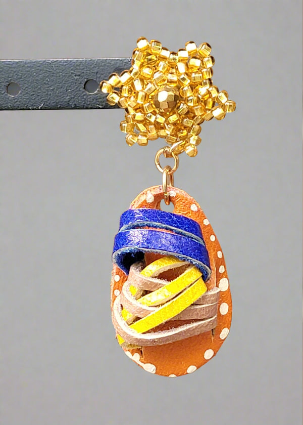 Blue / yellow Sandles / huarache earrings