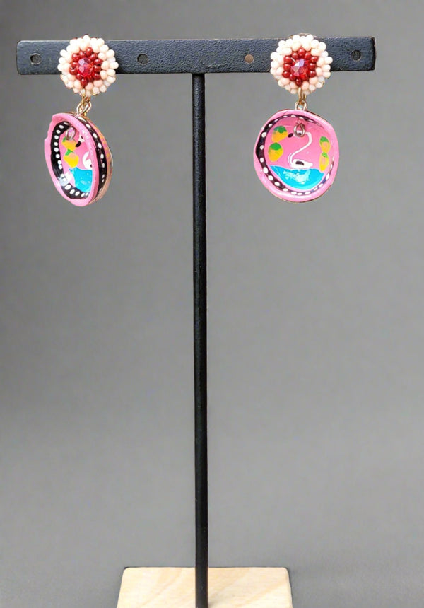 Pink jicaras earrings