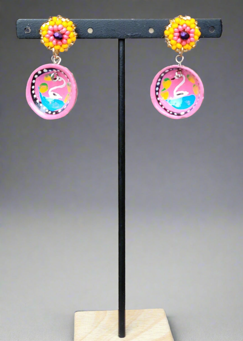 Pink jicaras earrings