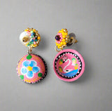 Pink jicaras earrings