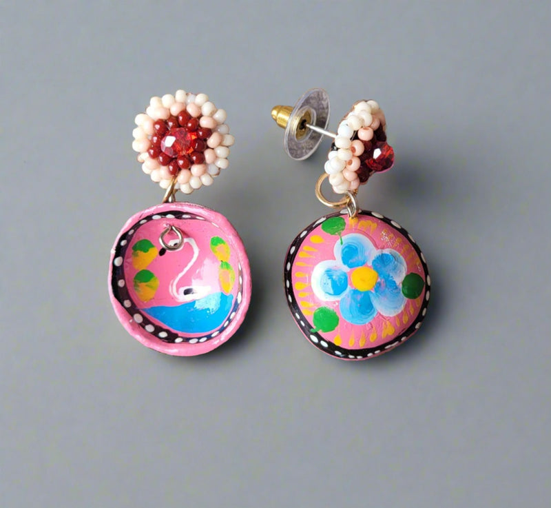 Pink jicaras earrings