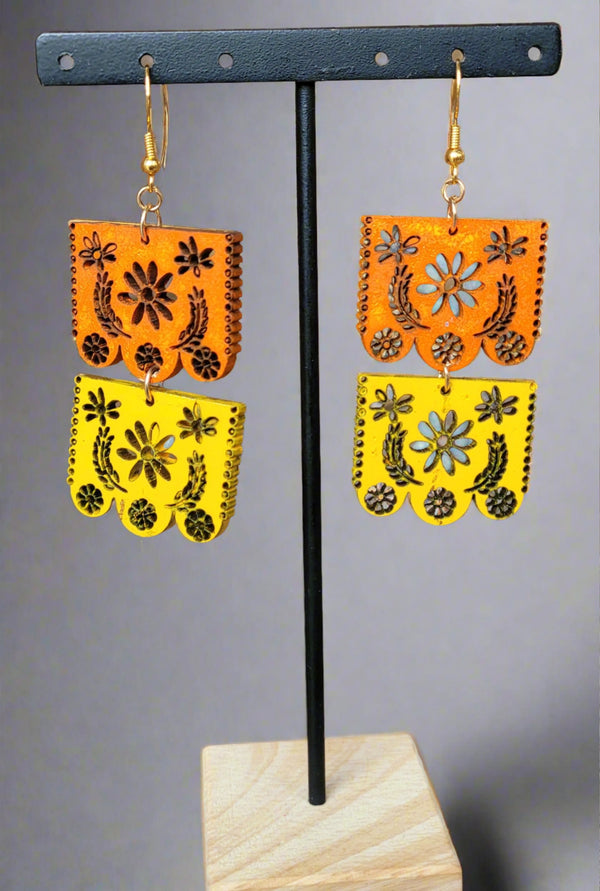 Orange & Yellow papel picado earrings