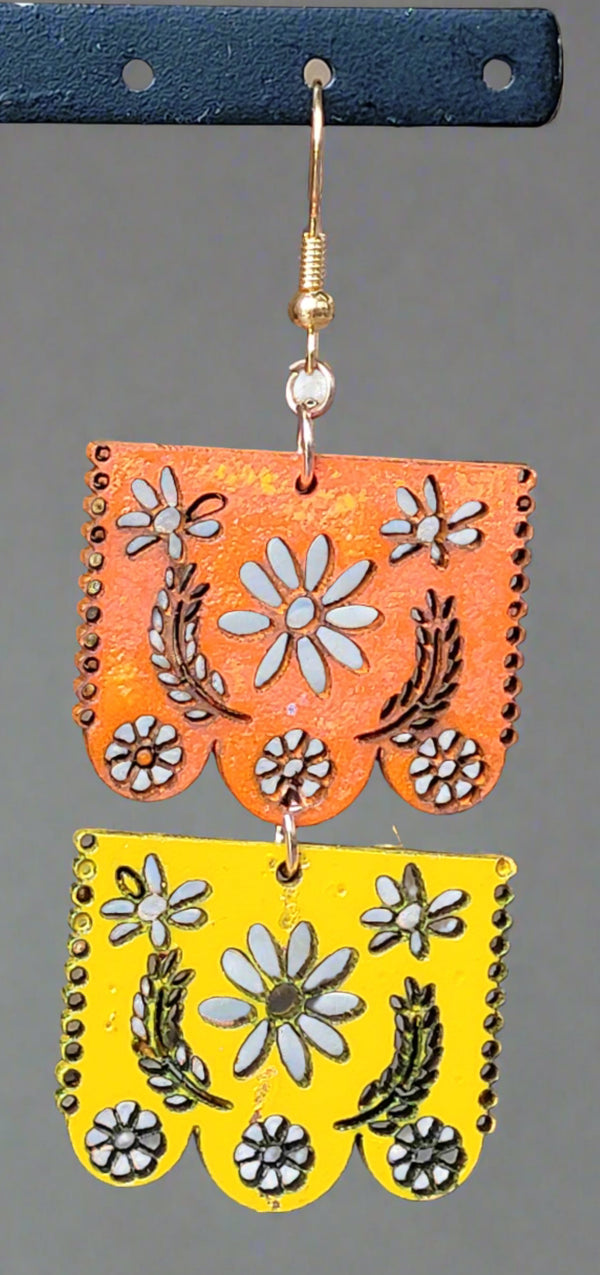 Orange & Yellow papel picado earrings