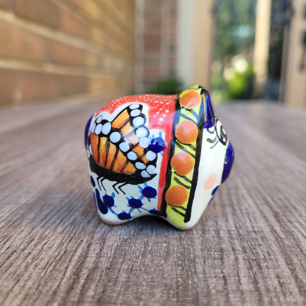 Red/blue Talavera piggy