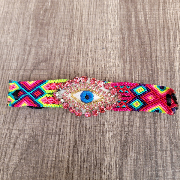 Magenta Eye crystal Chiapas bracelet