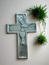 Pewter cross wall decor