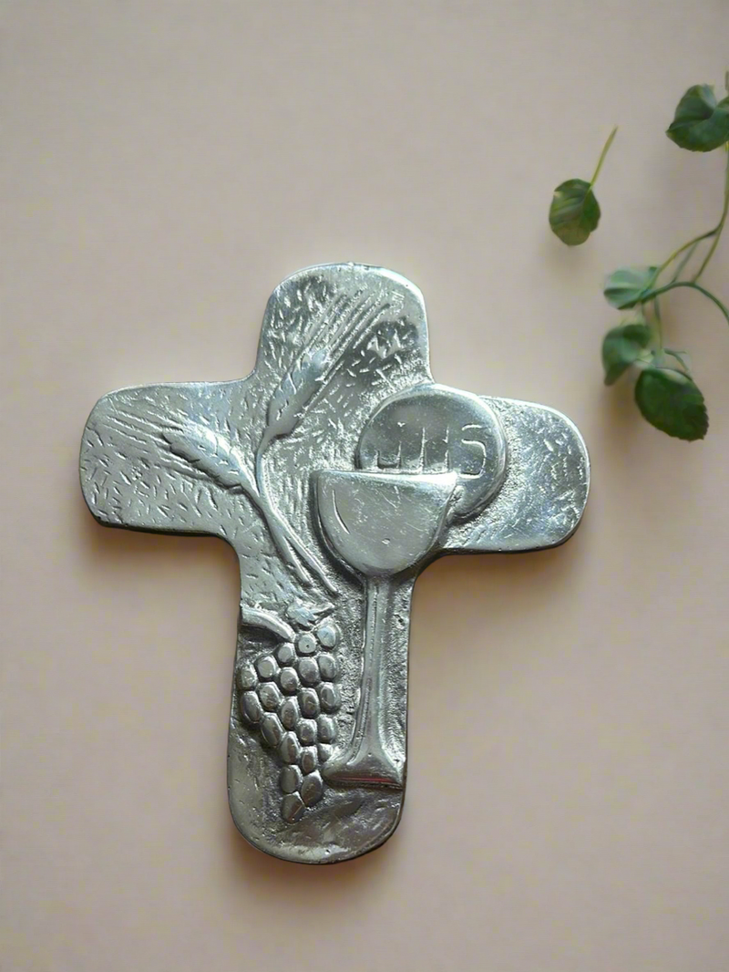 Pewter cross wall decor