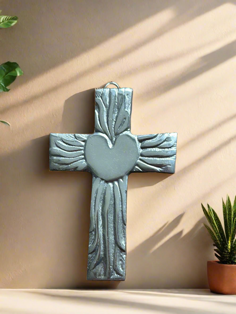 Pewter cross wall decor