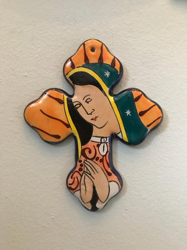 Virgen cross talavera wall decor