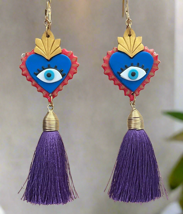 Evil eye heart earrings
