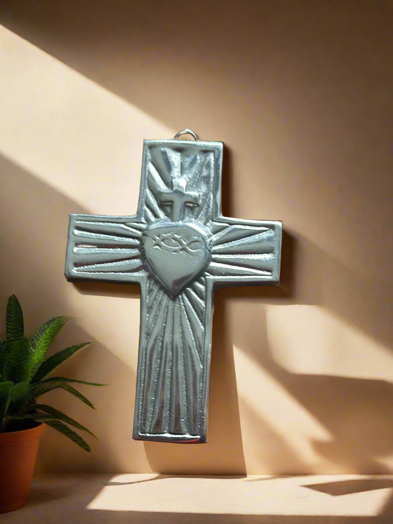 Pewter cross wall decor