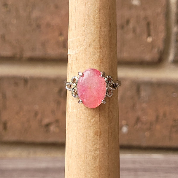 Pink agata silver 925 ring