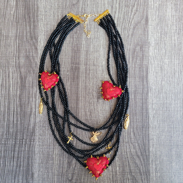 Sagrado corazon black necklace