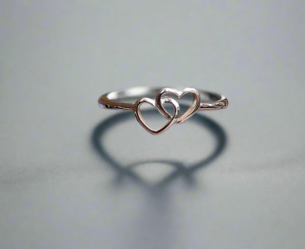 Two hearts (ajustable) silver 925 ring