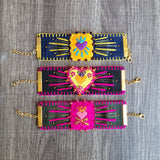 Sagrado corazon embroidered cuff bracelet