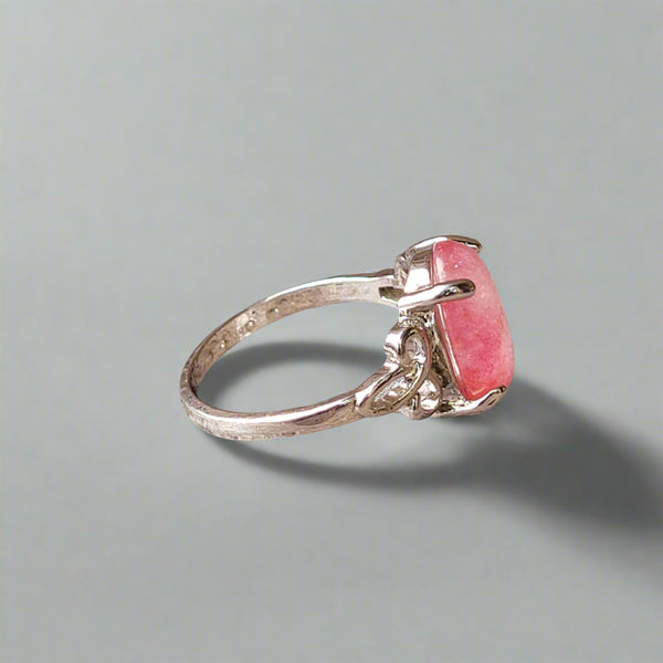 Pink agata silver 925 ring