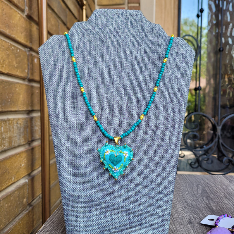 Aqua sagrado corazon necklace